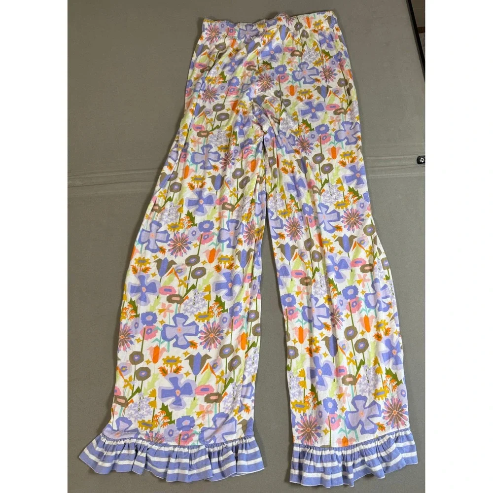 Matilda Jane Pajamas Women Large Blue Floral Adventure Begins Dandelion Excellen